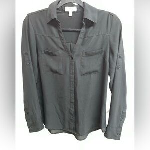 express the portofino shirt Women’s XS Black long sleeve button-down blouse